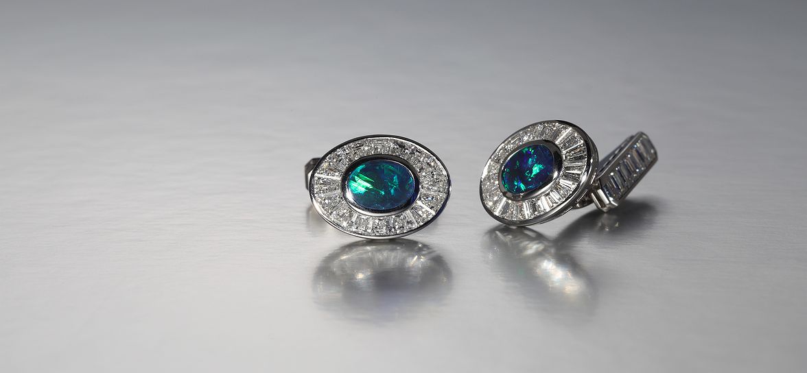 black opal and diamond platinum cufflinks 