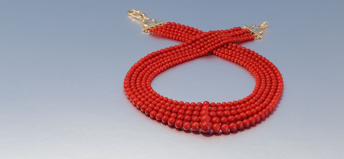 Coral 5 strand necklace