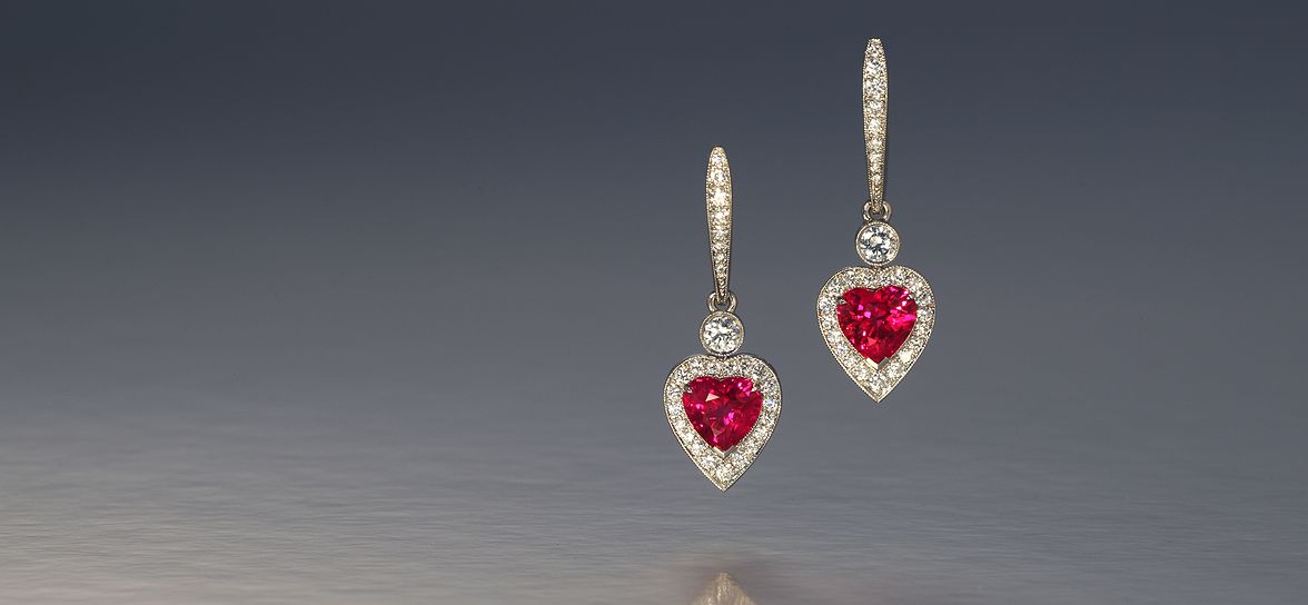 Ruby Heart Diamond Earrings 