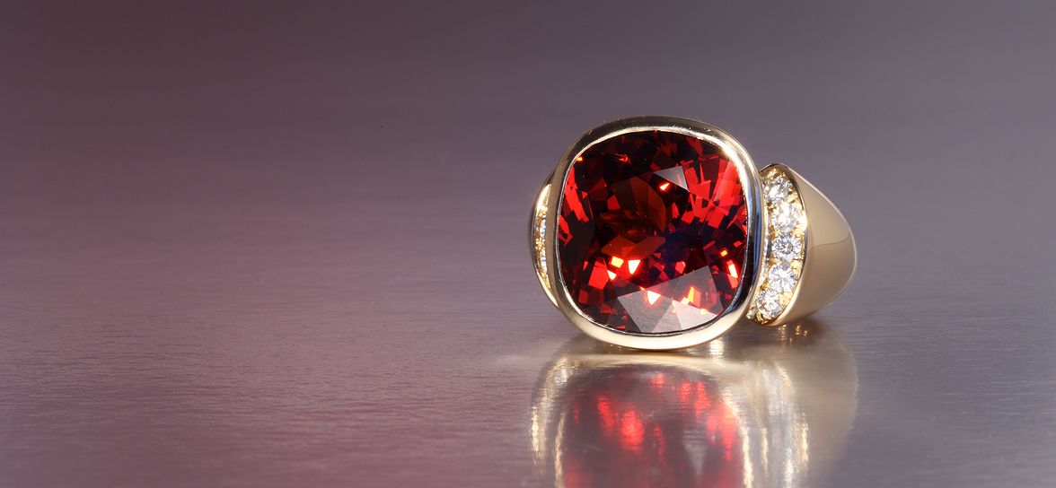 Garnet Diamond Rosegold Ring