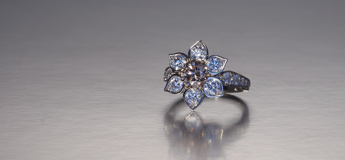 Brown Diamond Flower Ring